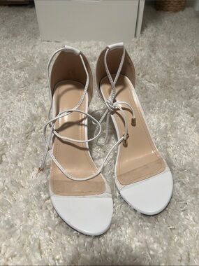 Women’s White Lace-Up Strappy Sandals